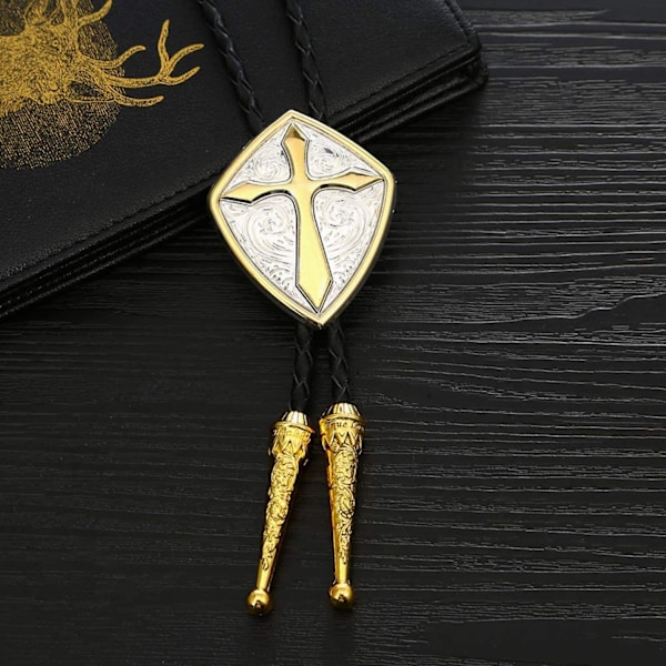 Cowboy Western Tie Bolo Tie til Mænd Vintage Skjold med Hånd