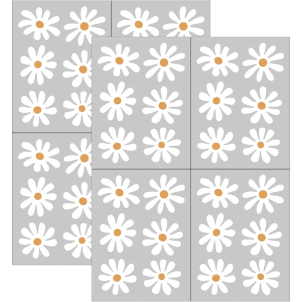 Daisy Vægklistermærker, 8 Pak PVC Daisy Klistermærker til Soveværelser, Pigeværelse Vægklistermærker, Børn til Børnehave, Stue, 30 * 20cm