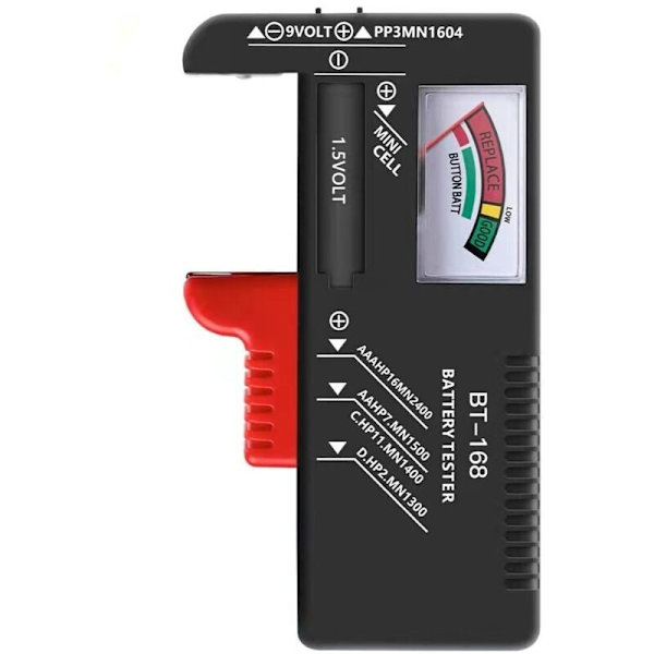 Universal batteritester, batterispændingstester til AA AAA CD 9V 1,5V skruenøglebatterier