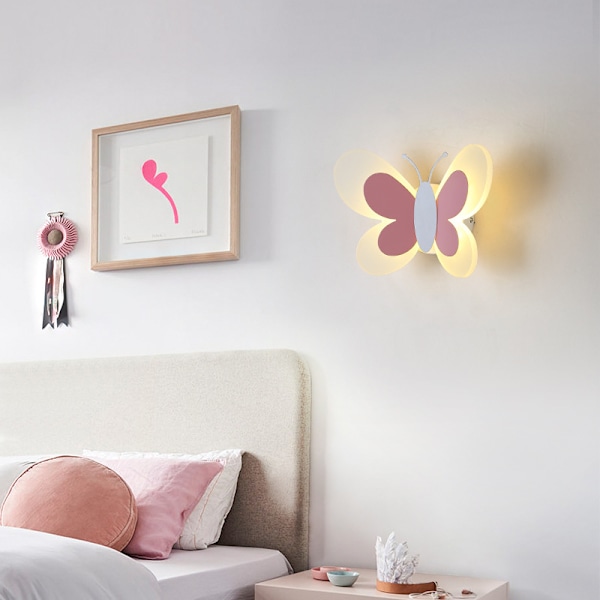 LED-lampor med strömbrytare Vägglampor med trefärgskabel Fjäril Ni