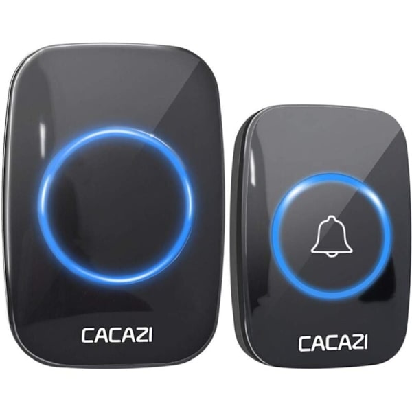 CACAZI Trådløs Dørklokke Vandtæt 300m 60 Musik Switch 5 Lydstyrkeniveauer Smart Dørklokke Batteristik 110V-220V