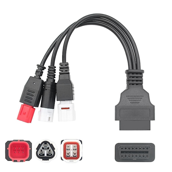 OBD2-diagnostiikkakaapeli Yamaha Kline Euro5 -moottoripyörälle, 16-nastainen - 3-nastainen, 4-nastainen, 6-nastainen OBD2 3-in-1 -diagnostiikka-adapteri