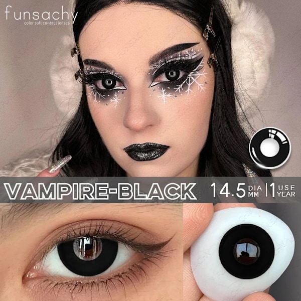 Funsachy Cosplay Blinde Svarte Linser Anime Hvite Øyne Farge Linser Halloween Vampyr Linser Kosmetikk Fargerike Multi Kontaktlinser Røde Linser VEGA-RED VEGA-RED