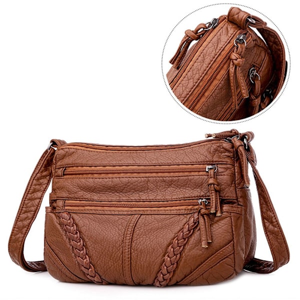 PU skinn crossbody vesker Tote bag BRUN - høy kvalitet