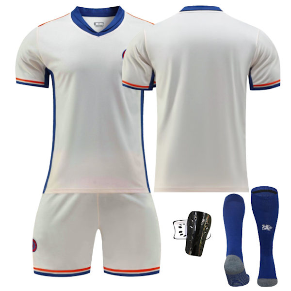 Chelsea Hjemmebane Børnefodboldtrøje 2024-2025 - Udebane Kamp - UDEN Nummer - Sokkeholdere 16 Uden Nummer - Sokkeholdere Unnumbered - Sock Guards 16
