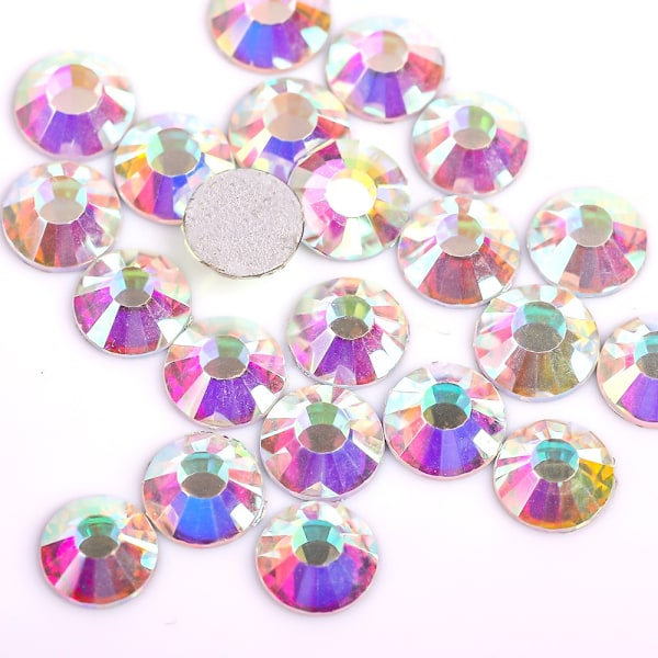 1440 st platta baksida kristallstrass runda stenar, Transparent AB, SS20, 4,6-4,8 mm platt botten nagelkonstdekoration