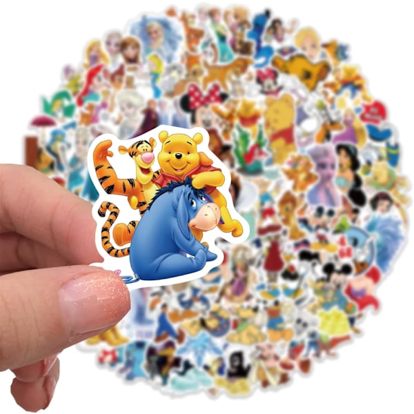 100 kpl Sekalaisia Disney-tarroja lapsille, Kawaii-prinsessatarroja juomapulloon, kannettavaan tietokoneeseen, vedenpitävä animaatiotarra teineille ja aikuisille