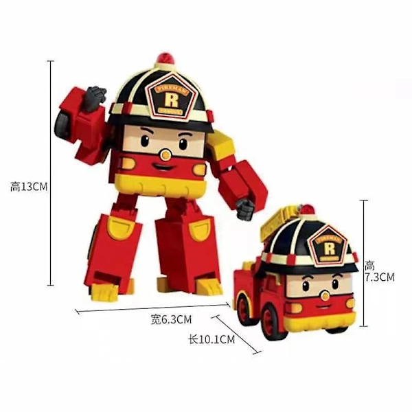 6kpl/setti 2023 Korea Lelu Polis Robocars Muunnosrobotti Poli Roy Amber Anime Metalli Toimintahahmo Sarjakuva Leluauto Lapsille 1
