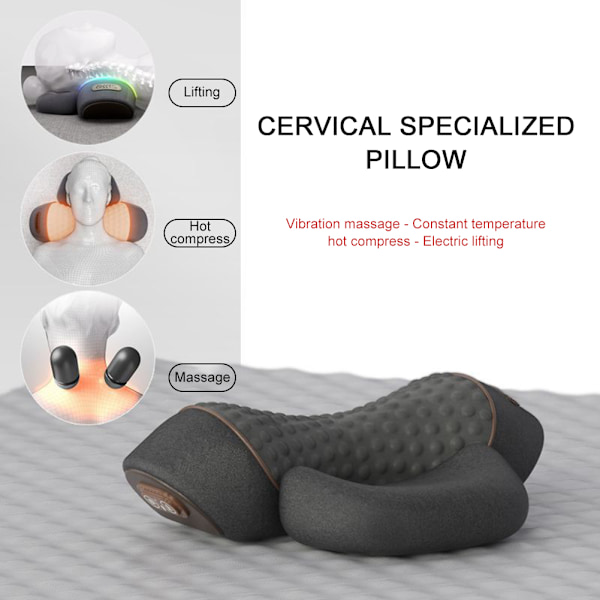 Sähköinen niskahierontatyyny lämmöllä, värisevä shiatsu-hierontalaite kivunlievitykseen, kohdunkaulan, ortopedinen tyyny Single Space Gray