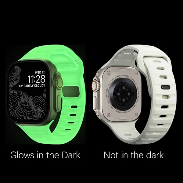 Urheiluranneke Apple Watch Ultra 9 8 7 6 SE 5 - Pehmeä Silikoni Kevyt Rannekoru iWatch 38MM 40MM 42MM 44MM 45MM 49MM Fluoresenssi Fluorescence 38 or 40 or 41mm