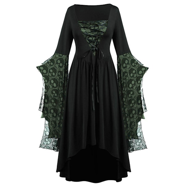 Aikuisen Punk Gothic Noita Karnevaali Cosplay Puku Noita Vampyyri Juhlamekko Halloween Vihreä Green 4XL