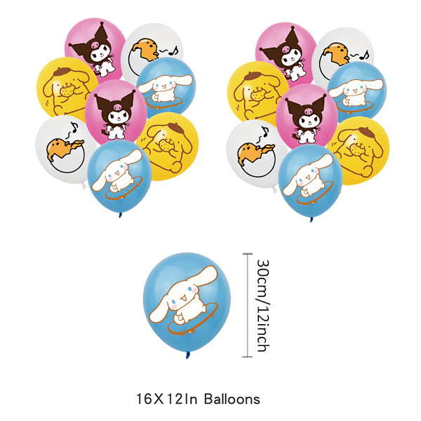 Sanrio Tecknat Tema Festtillbehör Kit Ballonger Banner Barn Födelsedagsfest Dekorationer Glad Tema