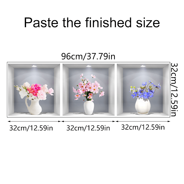 3D-effekt väggdekal blommor i vas väggdekal väggdekoration