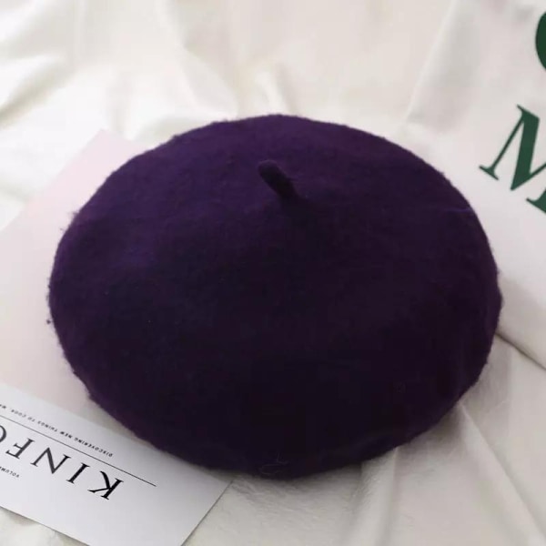 Fransk beret i flere farver sød varm forår efterår Lilla Purple one size