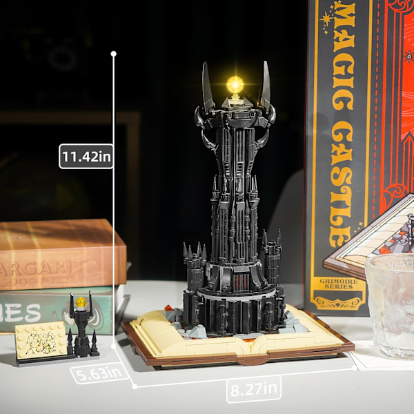 Arkitekturblock med LED, för Lord of the Rings STEM The Magic Rings, Dark Tower Building Blocks, Dekoration, Present till vuxna och pojkar 6-16+ (969 delar)