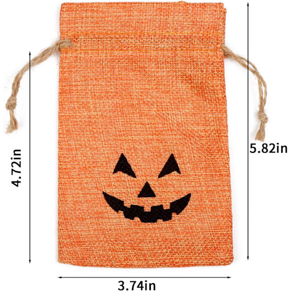 Jute Gaveposer med Dobbelte Jutesnore - Halloween Slikposer med Forskellige Mønstre - Pakke med 50{GKS}