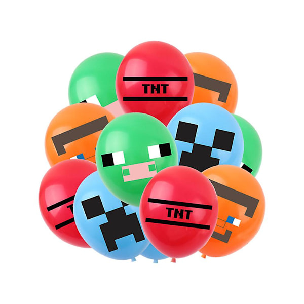 Minecraft-tema födelsedagsballonger banderoll tårtdekorationer