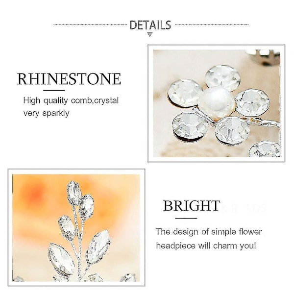 Blomst krystall brude bryllup hårkam hårtilbehør med perle brude sidekammer