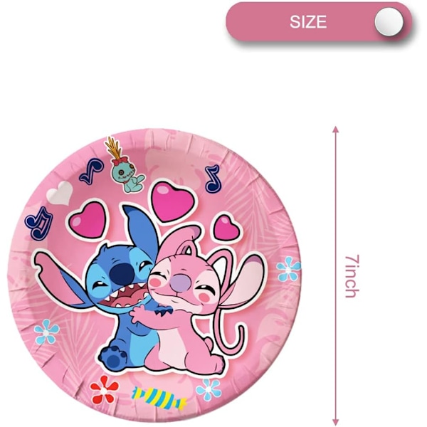 40 kpl vaaleanpunaisia Lilo ja Stitch -juhlatarvikkeita, Stitch-juhlat 20 lautasta ja 20 servettiä, Lilo ja Stitch -tyttöjen juhlakoristelutarvikkeet