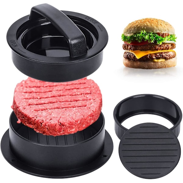 3 i 1 fylt hamburgerpresse Stor non-stick hamburger patty presse for å lage perfekt formede hamburgere med fyll