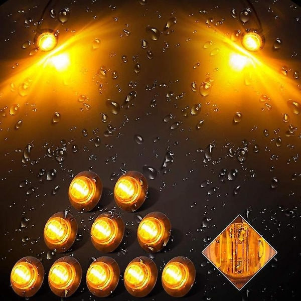 Nya 20x 3/4 tum 3 LED sidomarkeringsljus släpvagn lastbil blinkers positionsljus gul[YD]