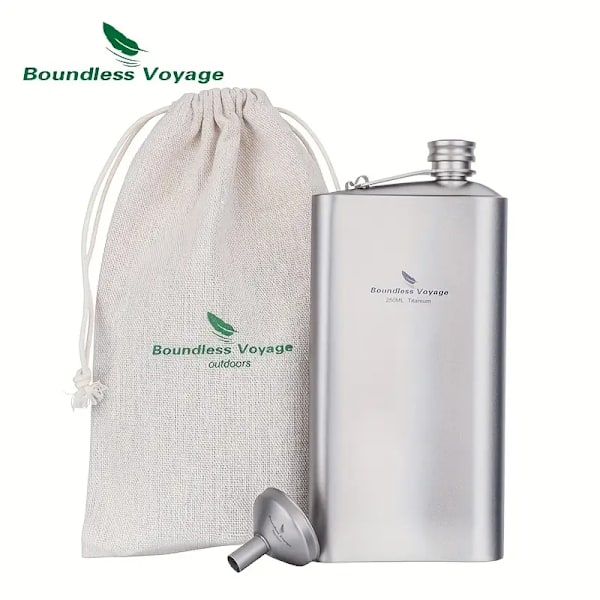 En 250ml/8.45oz ren titanium udendørs hvidvinsflaske, bærbar camping vandflaske, forseglet enkelt lag