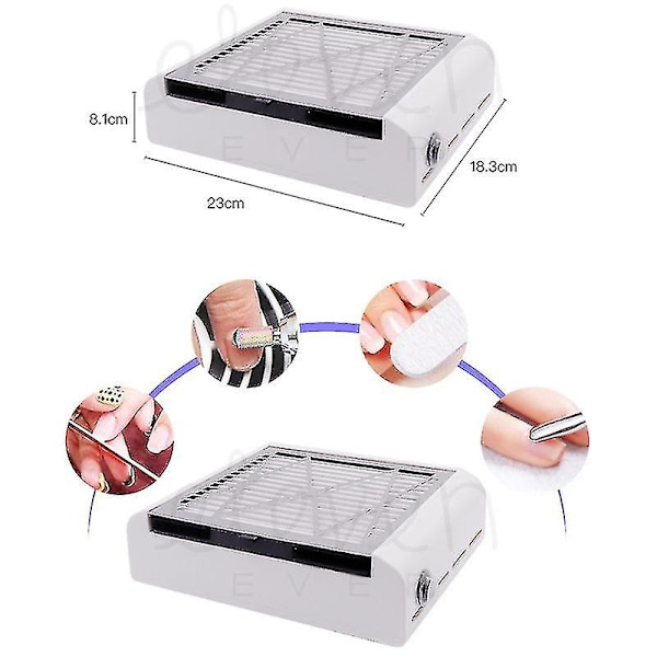 Manikyr dammsugare 80W nageldammsugare fläkt dammuppsamlare[YD]