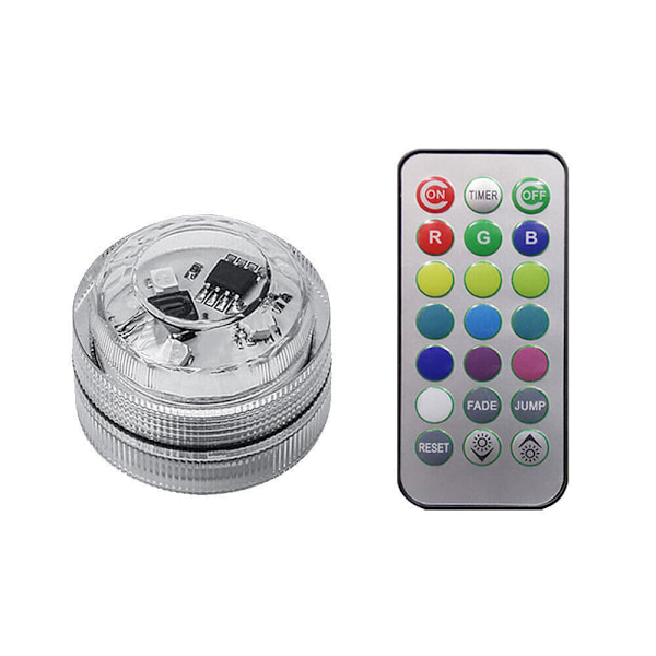 2 st LED-lampor IP68, med fjärrkontroll, används för dekoration