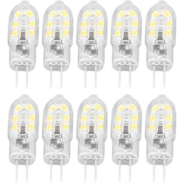 10 st G4 LED-lampa Dimbar med Hög Färgåtergivning Transparent Skal Lampor för Landskapsbelysning DC 12V (Varmvit)