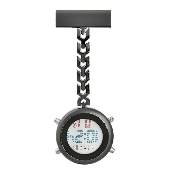 Sygeplejerske Lommeur Multifunktionelt Metal Elektronisk Digitalt Display Brystur Alarm Timer Silver