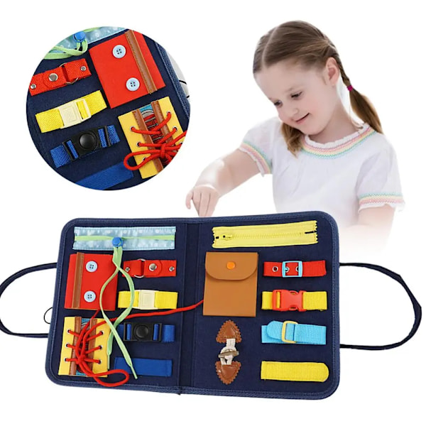 Barnehage Travel Busy Board Buckle 1-5 år gammel glidelås Buckle Tool Toy Montessori Tidlig utdanning Læring Barn Sensorisk leketøy