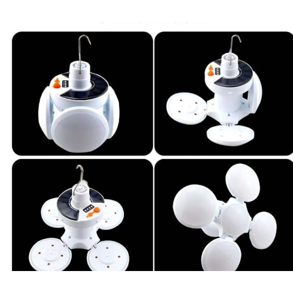 Campinglampa Deluxe - Solcell + USB - Vikbar -
