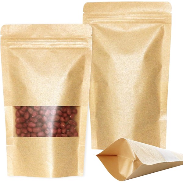 50 stk 12x20cm Vanntett Glidelåspose Kraft Glidelåspose Matpapir Liten