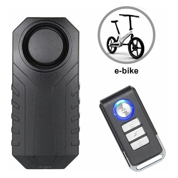 Cykelalarm, stöldskydd för motorcyklar med fjärrkontroll, 113 Db superhögt (1-pack)
