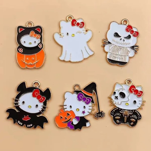 10 kpl Halloween-teemaisia ​​emaloituja kissan riipuksia korujen valmistukseen, korvakoruihin, rannekkeisiin, kaulakoruihin, DIY-tarvikkeisiin Black Zinc Plated
