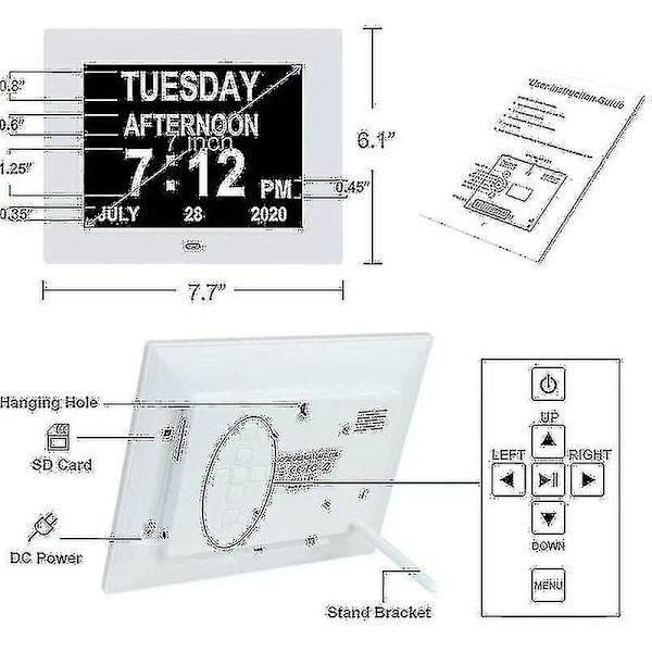 Digital Kalenderklocka Extra Stor Dagklocka Datum Tid Och Veckodag Demens Klockor För Synskadade Seniorer Med Batteribackup + 8 Alarm