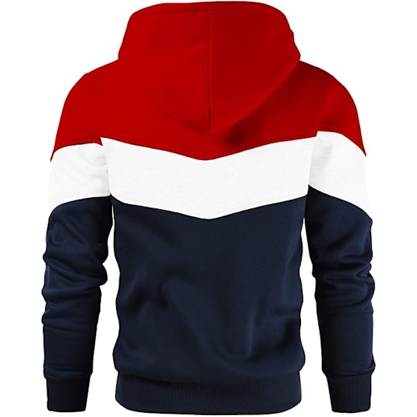 Menn's Novelty Fargeblokk Pullover Fleece Hoodie Lang Ermet Casual Genser med Lomme (L) L