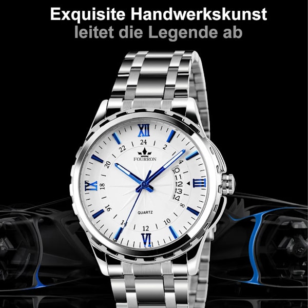 Quartz klokke, herreklokke, kalender nattlys klokke enkel vanntett stålarmbånd klokke {GKS}