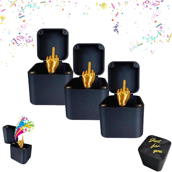 Mittenfingret i en låda, Låda med mittenfingrar, Mittenfinger överraskningspresent, Skämtpresent med utskjutande hand för vuxna, för kontoret (3 st) {YD} 3Pcs