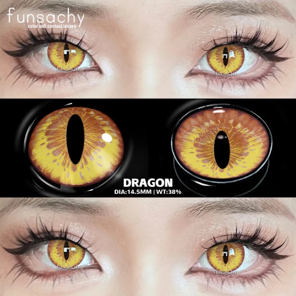 Funsachy Cosplay Blinde Svarte Linser Anime Hvite Øyne Farge Linser Halloween Vampyr Linser Kosmetiske Fargerike Multi Kontaktlinser Røde Linser DRAGON DRAGON