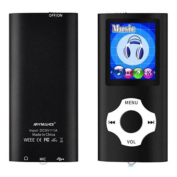 MP3-spelare, musikspelare med ett 32 GB minneskort, portabel