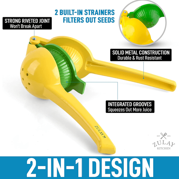 Metallisk 2-i-1 Citron- og Limepresser - Håndpresser til Citron - Manuel Citruspresser for Maksimal Ekstraktion{YD}