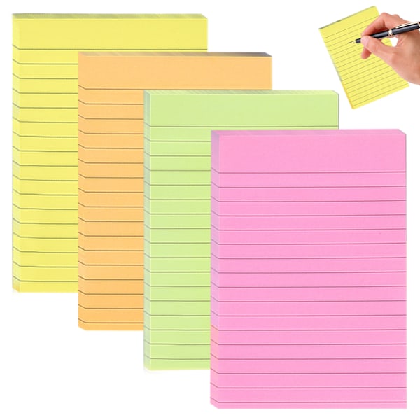 Early Buy Lined Adhesive Notes with Lines 4x6 Adhesive Notes 6 Bright Colors 6 Blocks, 45 Sheets/Block