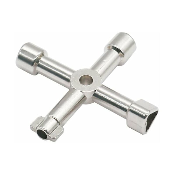 Multifunktionell Verktygsnyckel, 4 i 1 Multifunktionell Korsnyckel för Element Gas Elmätare Lådor Kranlås - 72mm, Silver