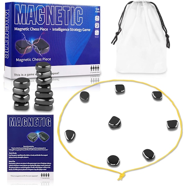 Magnetic Chess Game with Stones Set, Magnetic Chess Game with Rocks, Magnet Game with String, Family Gatherings Board Games for Kids & Adults