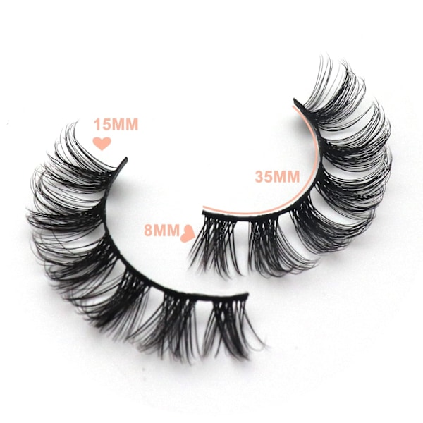Ryska Strip Lashes DD Curl Lösögonfransar Fluffiga Wispy Faux Mink Ögonfransar 10 Par Förpackning (D09)