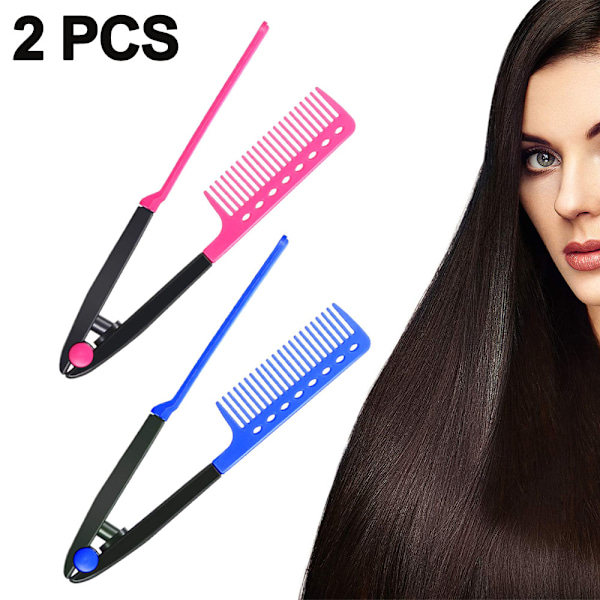 2 Pieces Smoothing Comb Salon Hair Brush Comb Salon Styling Hair Straightening V Shape Smoothing Comb for Astige Hair