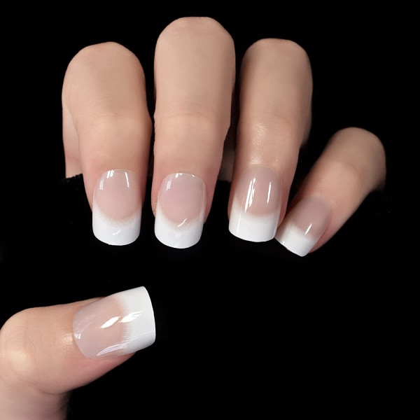 CNA Daily Natural Nude White Press on French Nails Sho