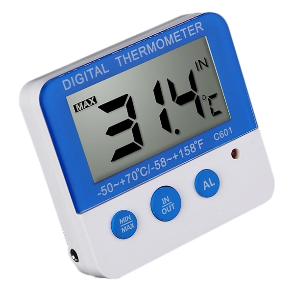 Digital kyltermometer med larm och max min temperatur Lättläst LCD-display Digital kyl-frys termometer för inomhus utomhusC[C]