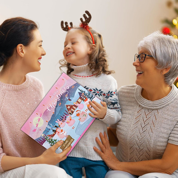 Adventskalender 2024, Juleadventskalender Gummibader, Nedtelling Leke for Jenter 4-12 År, Barn Bad Tid Ande Blind Box Julefestgaver